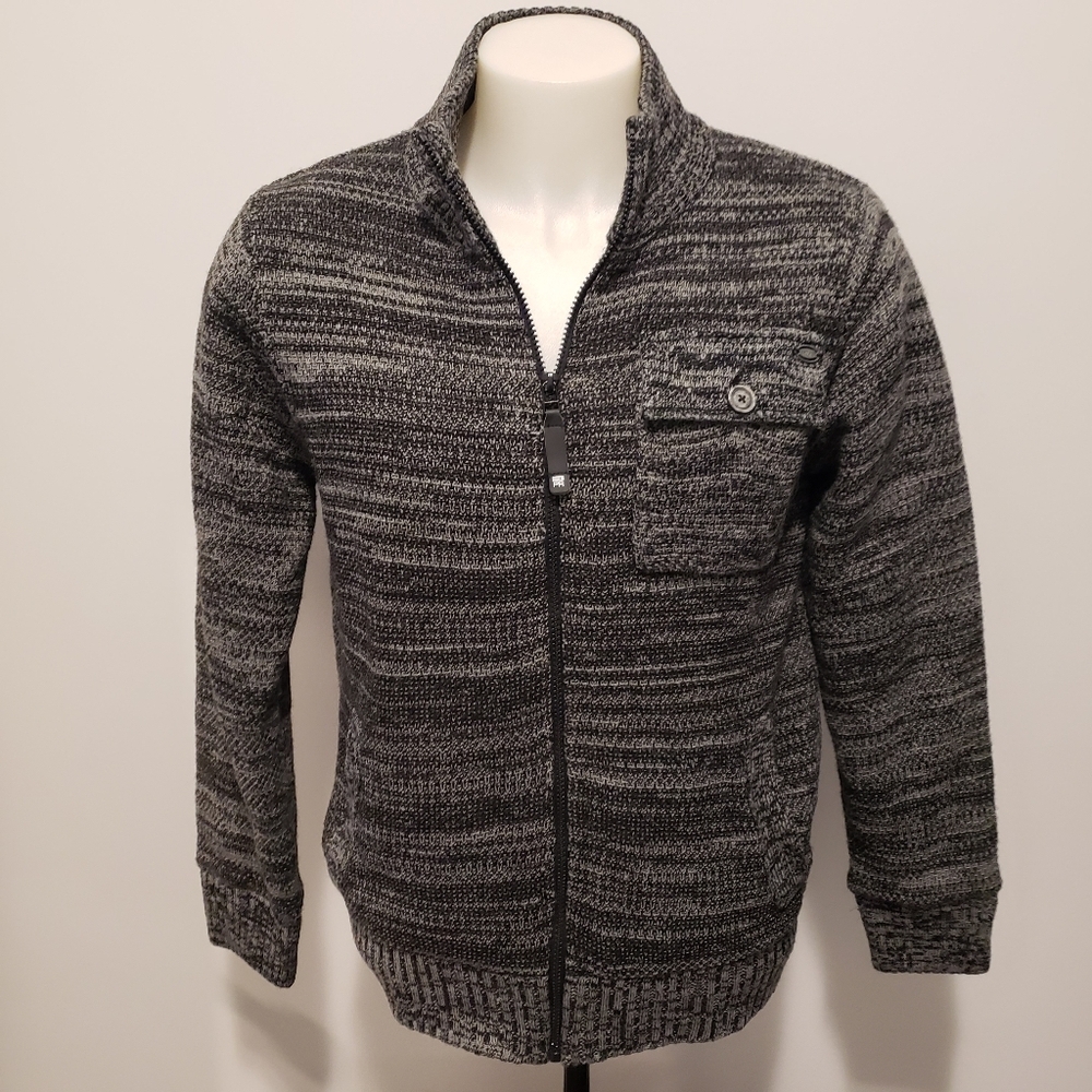 Projek‎ Raw Vintage Sweater Sherpa Lined Jacket Size Medium Gray/Black